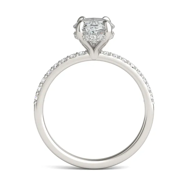 Oval Custom Hidden Halo 1/2 Eternity Engagement Ring Setting